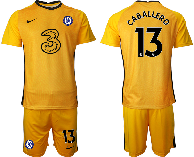 Men 2021 Chelsea yellow goalkeeper #13 soccer jerseys